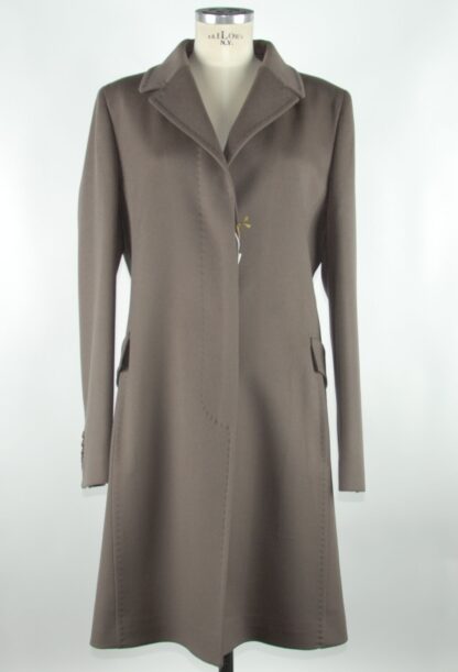 Made in Italy - Elegant Gray Wool Martingale Coat