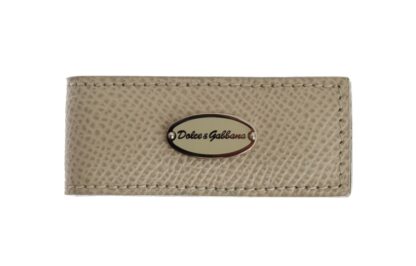 Dolce & Gabbana - Elegant Beige Leather Money Clip