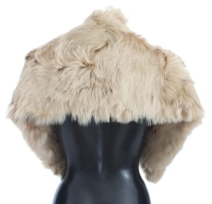 Dolce & Gabbana - Elegant Alpaca Fur Shoulder Wrap in Beige