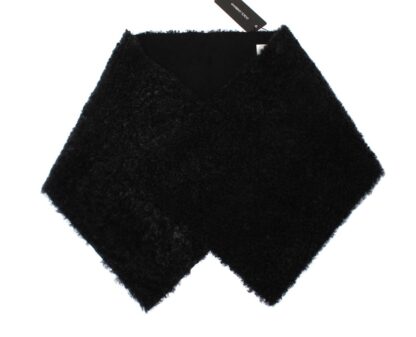 Dolce & Gabbana - Elegant Black Shearling Shoulder Wrap