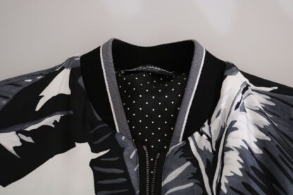 Dolce & Gabbana - Elegant Banana Leaf Print Silk Bomber Jacket