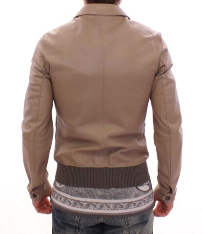 Dolce & Gabbana - Elegant Beige Lambskin Leather Jacket