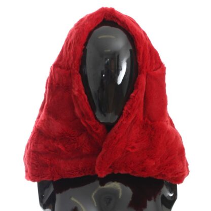 Dolce & Gabbana - Exquisite Red Weasel Fur Hooded Scarf Wrap