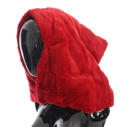 Dolce & Gabbana - Exquisite Red Weasel Fur Hooded Scarf Wrap