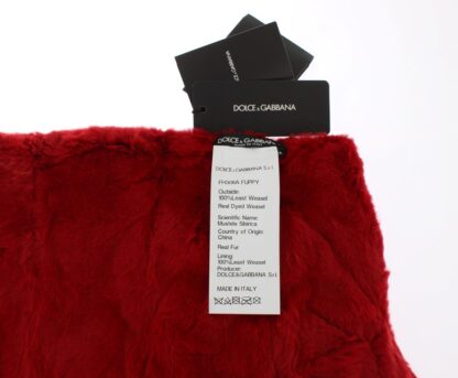 Dolce & Gabbana - Exquisite Red Weasel Fur Hooded Scarf Wrap