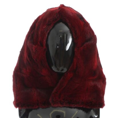 Dolce & Gabbana - Luxurious Bordeaux Fur Hooded Scarf Wrap