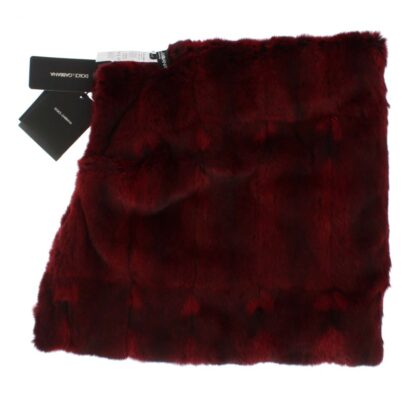 Dolce & Gabbana - Luxurious Bordeaux Fur Hooded Scarf Wrap