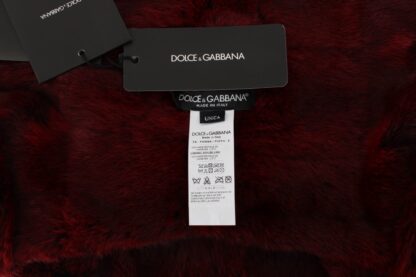 Dolce & Gabbana - Luxurious Bordeaux Fur Hooded Scarf Wrap