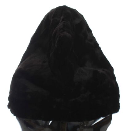 Dolce & Gabbana - Chic Black Weasel Fur Hooded Scarf Wrap