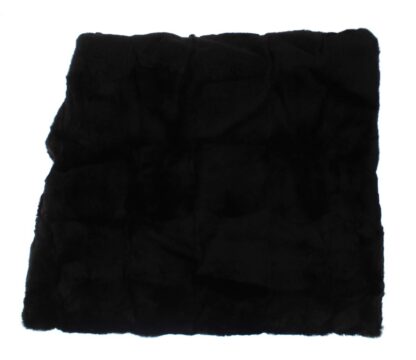 Dolce & Gabbana - Chic Black Weasel Fur Hooded Scarf Wrap