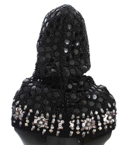 Dolce & Gabbana - Black Sequined Crystal Hooded Scarf Wrap