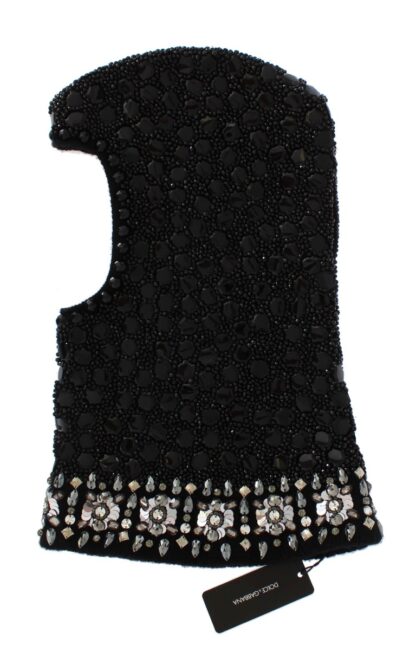 Dolce & Gabbana - Black Sequined Crystal Hooded Scarf Wrap