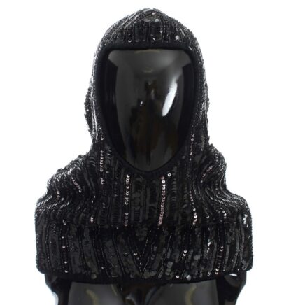 Dolce & Gabbana - Elegant Black Sequined Hooded Scarf Wrap