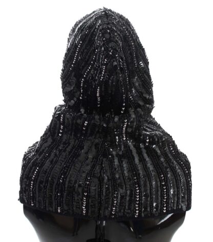 Dolce & Gabbana - Elegant Black Sequined Hooded Scarf Wrap