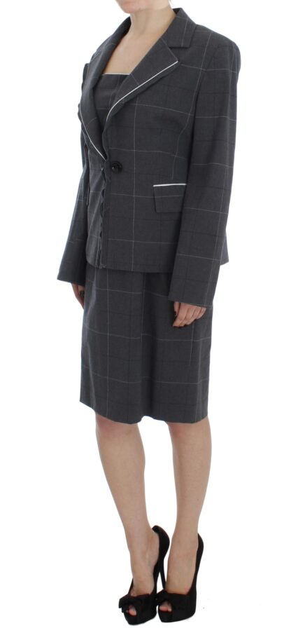 BENCIVENGA - Elegant Gray Checkered Sheath Suit Set