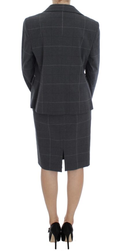 BENCIVENGA - Elegant Gray Checkered Sheath Suit Set