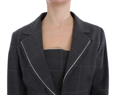 BENCIVENGA - Elegant Gray Checkered Sheath Suit Set