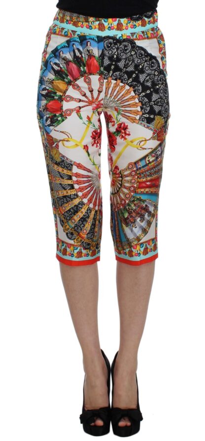 Dolce & Gabbana - Multicolor Majolica Silk Capri Pants