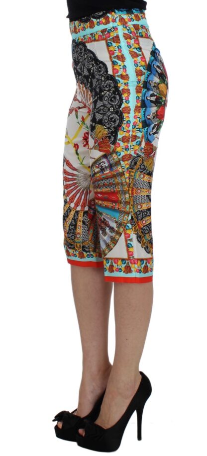 Dolce & Gabbana - Multicolor Majolica Silk Capri Pants