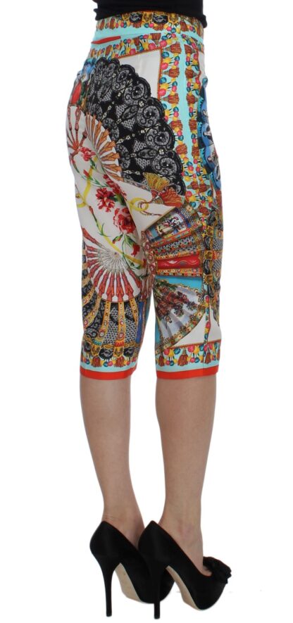 Dolce & Gabbana - Multicolor Majolica Silk Capri Pants