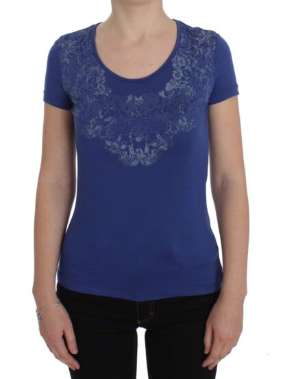 Ermanno Scervino - Elegant Blue Crew Neck Tee with Logo Detail