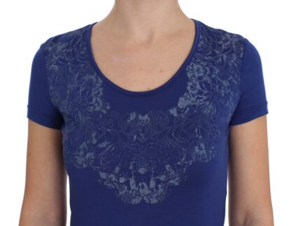 Ermanno Scervino - Elegant Blue Crew Neck Tee with Logo Detail