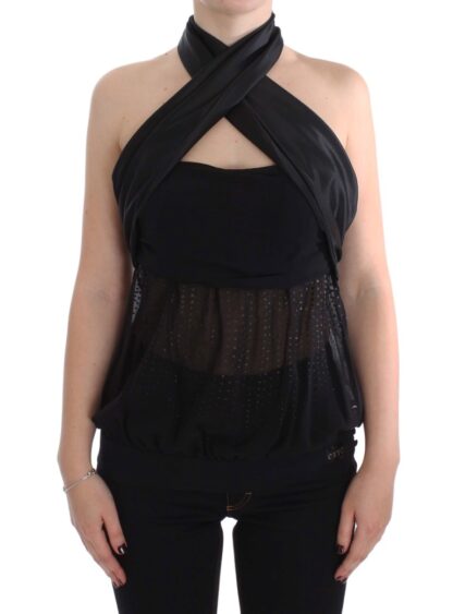 Exte - Elegant Black Evening Wrap Top Blouse