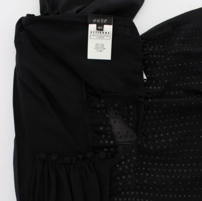 Exte - Elegant Black Evening Wrap Top Blouse