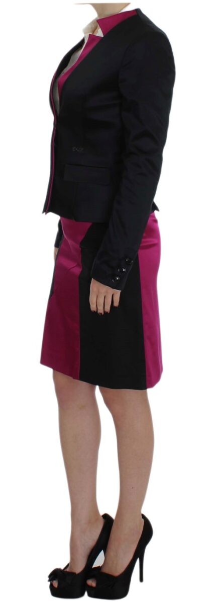 Exte - Chic Black and Pink Skirt Suit Ensemble