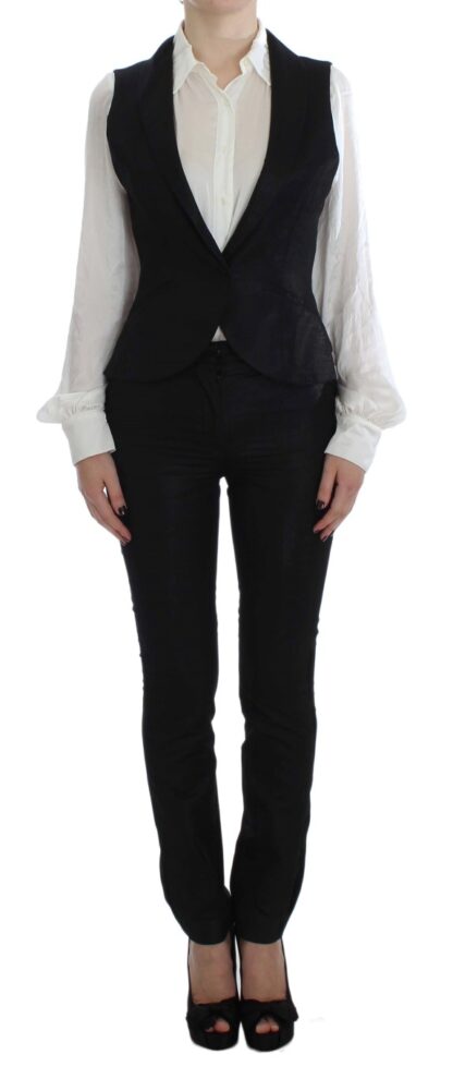 Exte - Elegant Three-Piece Black Pants Suit