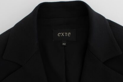 Exte - Chic Black Stretch Blazer with Gold Button Detail