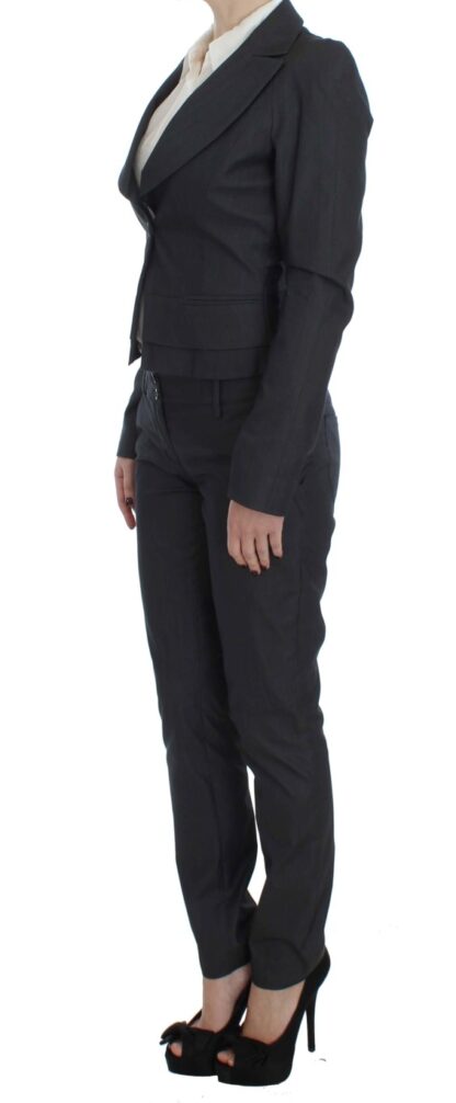 Exte - Chic Gray Cotton Blend Pantsuit Ensemble