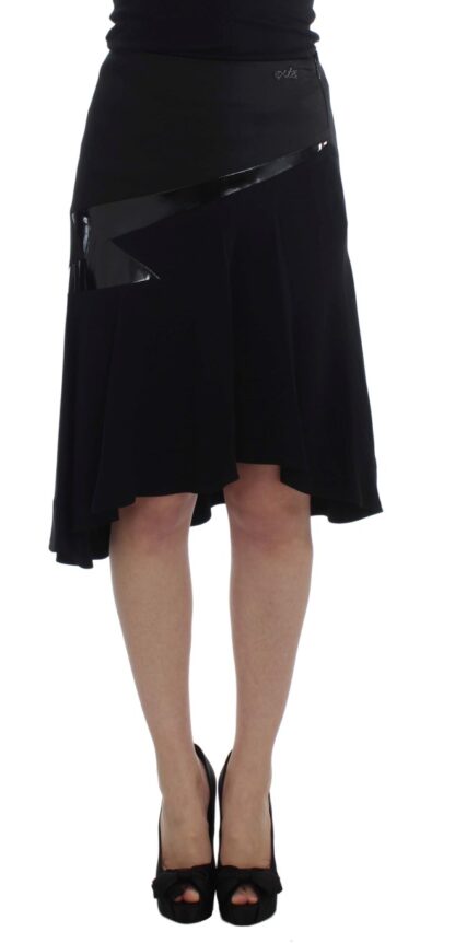 Exte - Chic Black and Blue Cotton Blend Skirt