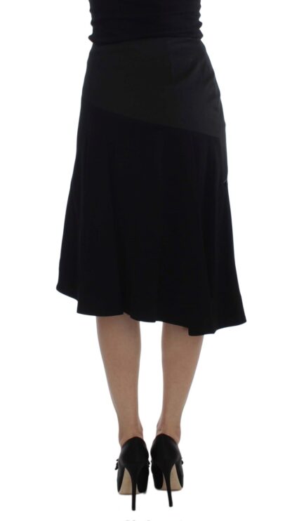 Exte - Chic Black and Blue Cotton Blend Skirt