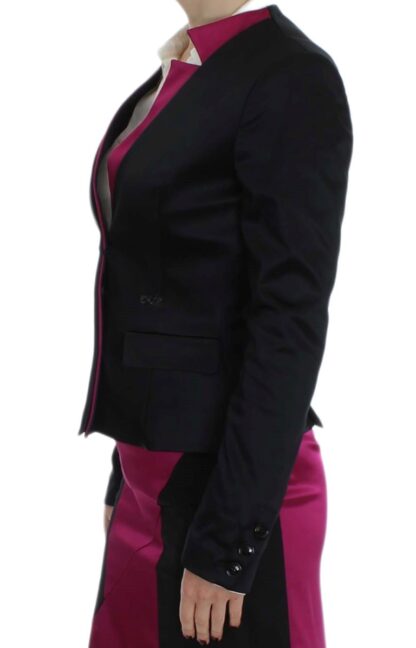 Exte - Chic Black and Pink Single-Breasted Blazer