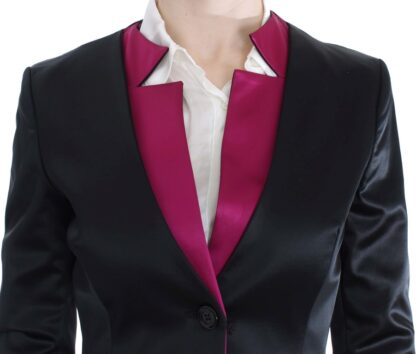 Exte - Chic Black and Pink Single-Breasted Blazer