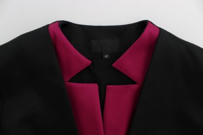 Exte - Chic Black and Pink Single-Breasted Blazer