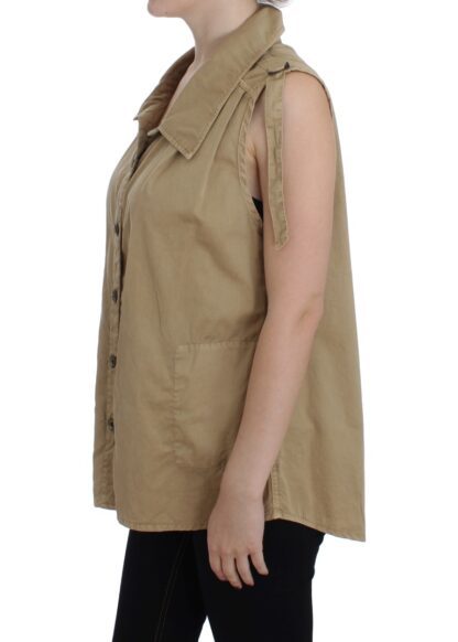 PLEIN SUD - Beige Sleeveless Cotton Blouse