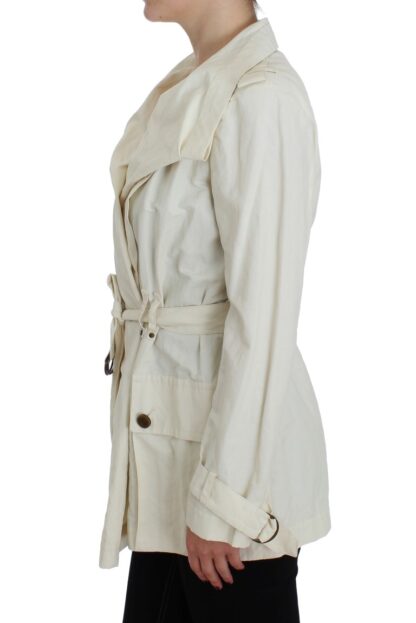 PLEIN SUD - Elegant White Wrap Trench Jacket