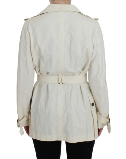 PLEIN SUD - Elegant White Wrap Trench Jacket