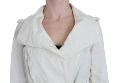 PLEIN SUD - Elegant White Wrap Trench Jacket