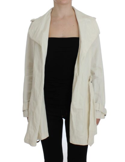 PLEIN SUD - Elegant White Wrap Trench Jacket