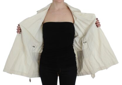 PLEIN SUD - Elegant White Wrap Trench Jacket