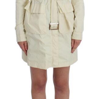 PLEIN SUD - Elegant White Wrap Trench Jacket