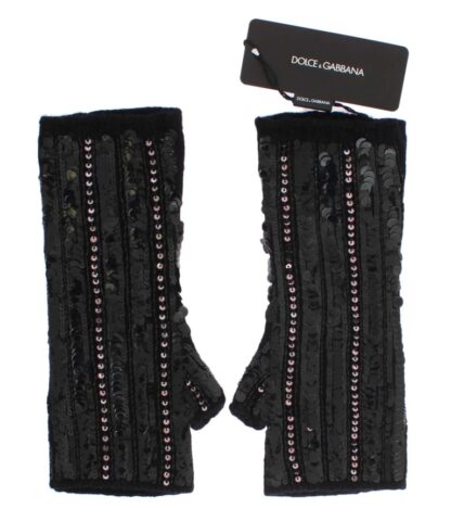 Dolce & Gabbana - Sequined Cashmere Fingerless Gloves