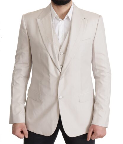 Dolce & Gabbana - Elegant Light Gray Silk Blend Suit Jacket Set