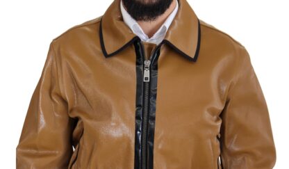 Dolce & Gabbana - Elegant Dark Camel Zip Blouson Jacket