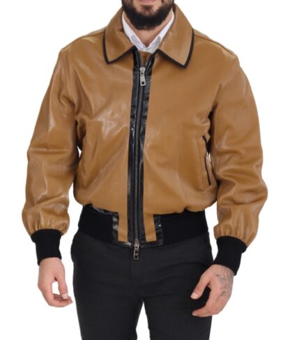 Dolce & Gabbana - Elegant Dark Camel Zip Blouson Jacket