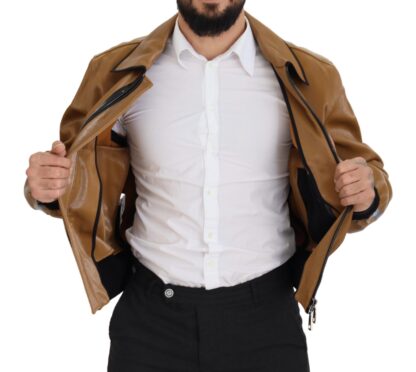 Dolce & Gabbana - Elegant Dark Camel Zip Blouson Jacket