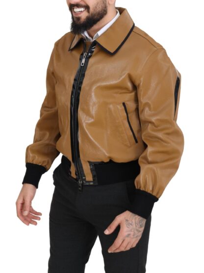 Dolce & Gabbana - Elegant Dark Camel Zip Blouson Jacket